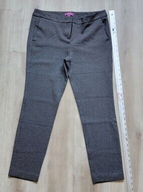 SEVILE ROW CO. Stretch Textured Ankle Pants - Black & White Microprint ~ Size 8